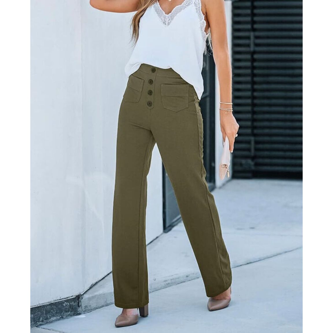 Stretchy High-Waisted Trousers